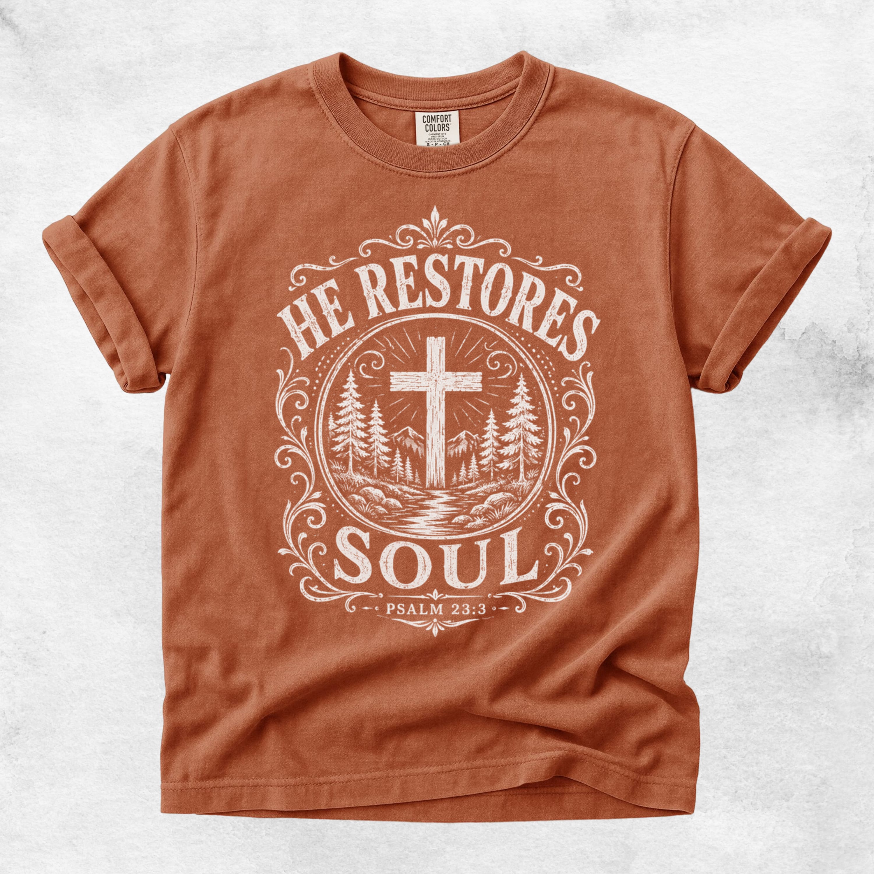 Printify T-Shirt Yam / S He Restores Soul Christian Psalm 23:3