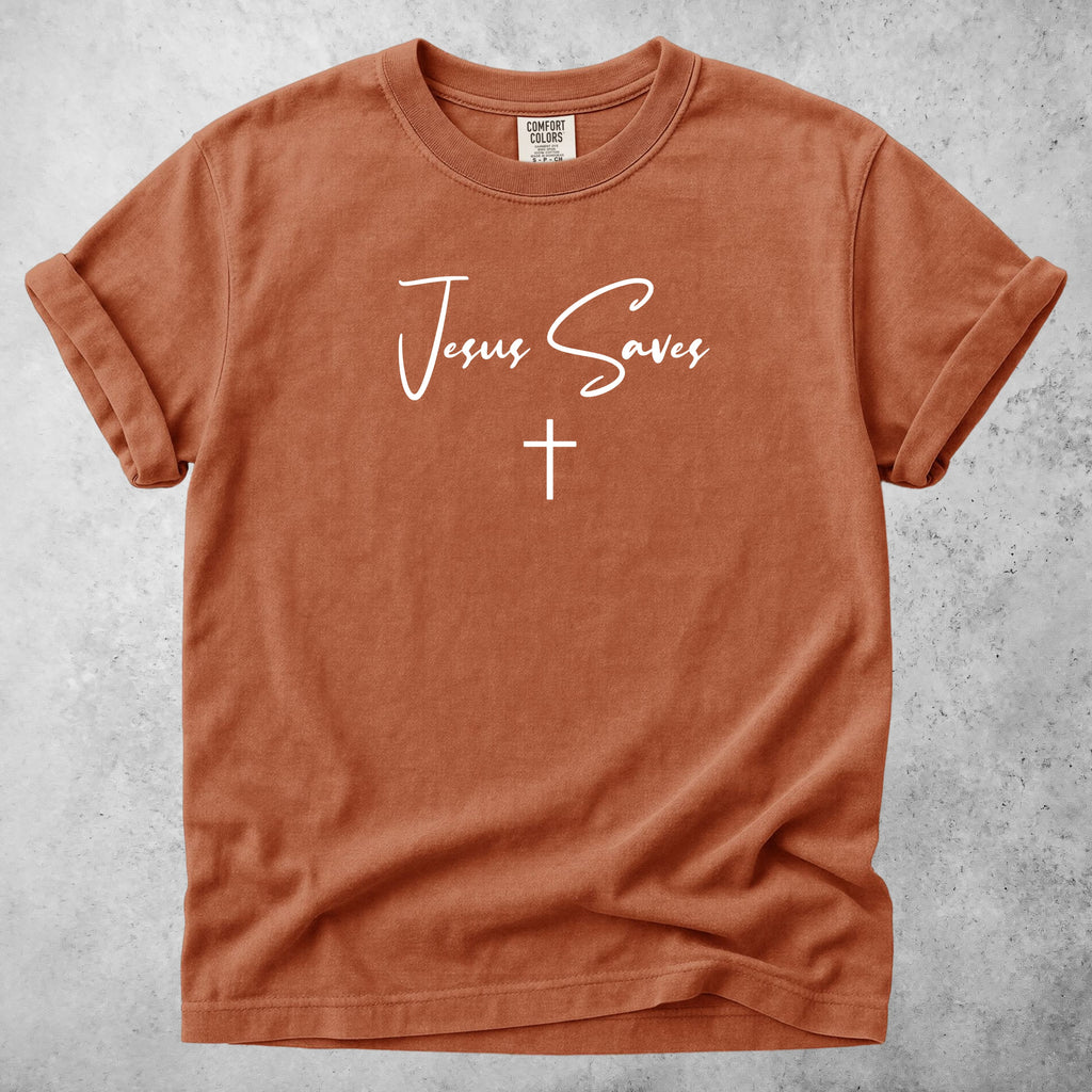 Printify T-Shirt Yam / S Jesus Saves - Minimal Cross Faith