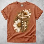 Printify T-Shirt Yam / S Wooden Cross Daisy T-Shirt